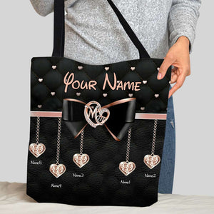 Personalized Bow tie Mom I Love You Cloth Tote Bag