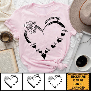 Grandma and Grandkids heart Personalized Pure Cotton T-shirt