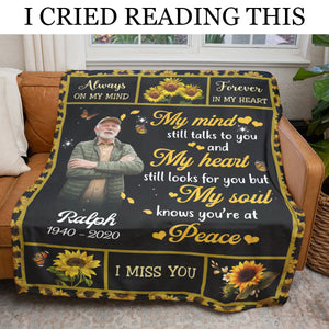 Sunflower My Mind Still Talk To You - Personalized Blanket - Memorial