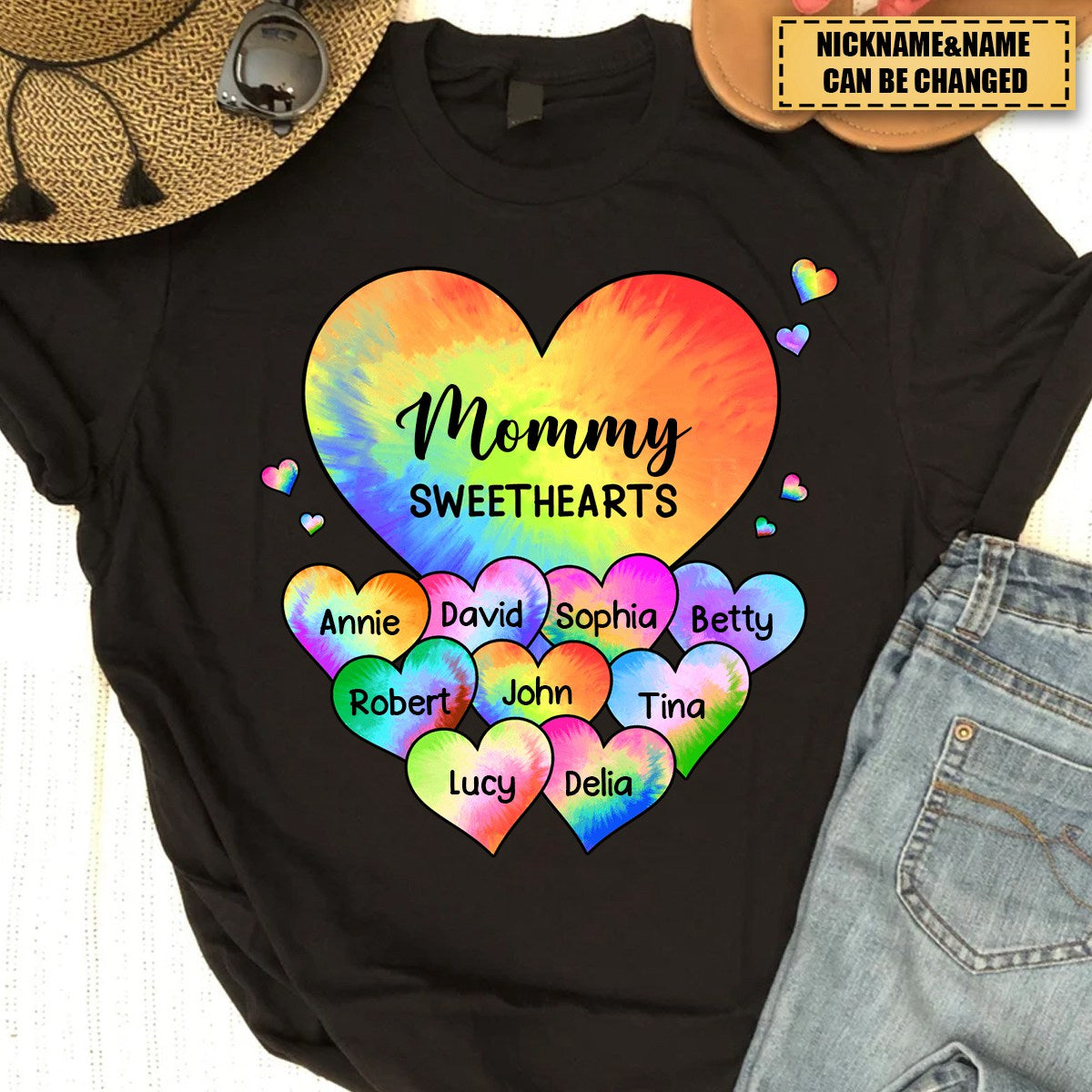 Personalized Grandma's Sweet Hearts Grandkids Pure cotton T-shirt