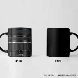 Personalized Camera Lens & Name Black Mug Printed