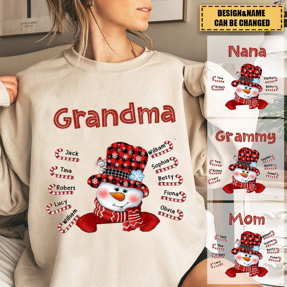 Personalized Grandma Snowman Heart  Sweatshirt