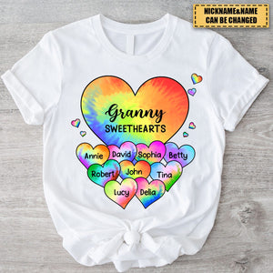 Personalized Grandma's Sweet Hearts Grandkids Pure cotton T-shirt