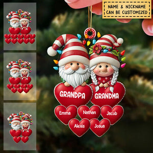 Christmas Grandma & Grandpa Mom & Dad With Heart Kids Personalized Acrylic Ornament