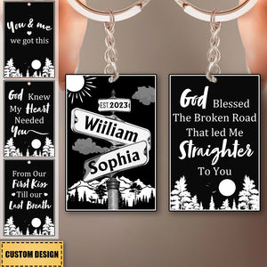 Personalized Street Sign Couple Keychain