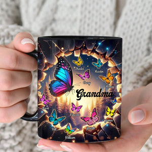 Personalized Hole In A Wall Grandma With Butterfly Kids Mug