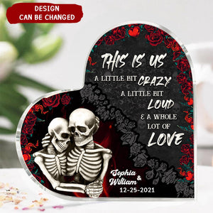 This Is Us A Little Bit Crazy Personalized Couple Heart Shaped Acrylic Plauqe