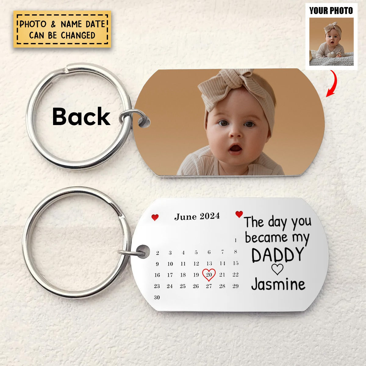 Personalized Calendar The Day You Became My Mommy Stainless Steel Keychain