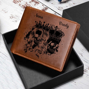 Personalized Skull Couple Gift - Genuine Premium Leather Card Wallet