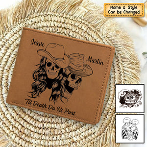 Personalized Skull Couple Gift - Genuine Premium Leather Card Wallet