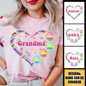 Personalized Easter Grandma With Kids Eggs Pure cotton T-shirt