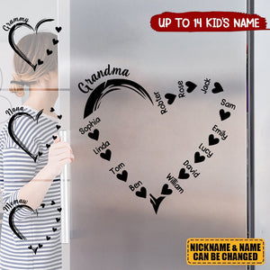 Personalized Grandma and Grandkids,Grandma Heart Decal