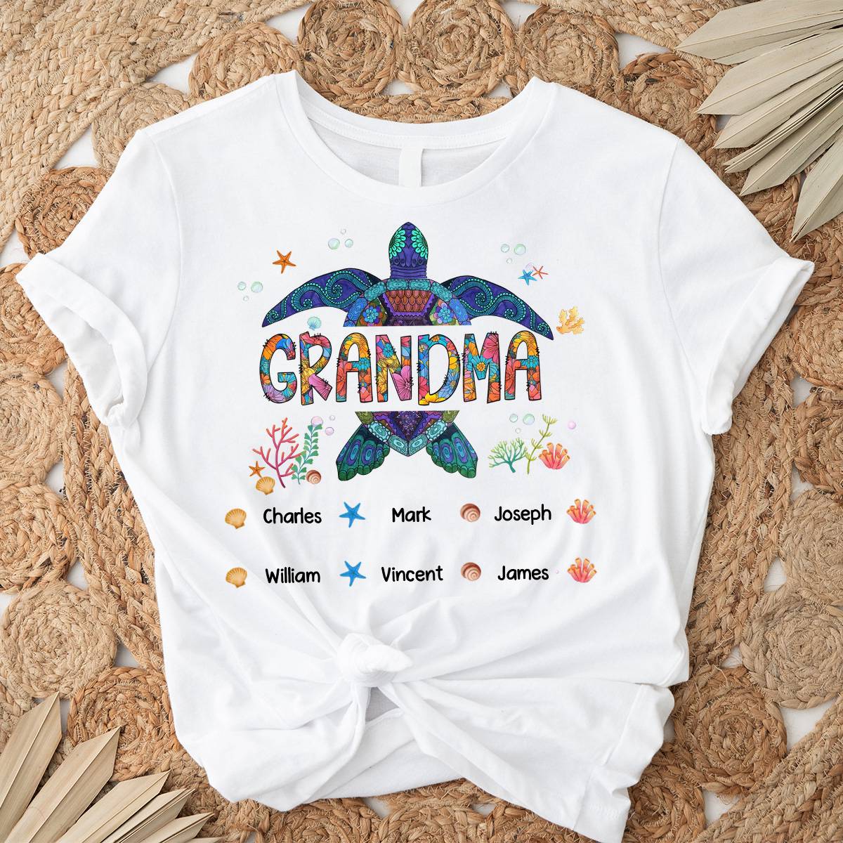 Personalized Grandma Gift Turtle Pure cotton T-Shirt - barods