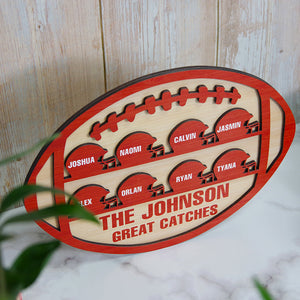 Personalized Great Catches American Footbal-Layered Wood Sign Stand Gift For Football Lovers