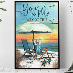 Personalized You And Me Turtle Beach Couple Poster Canvas Print