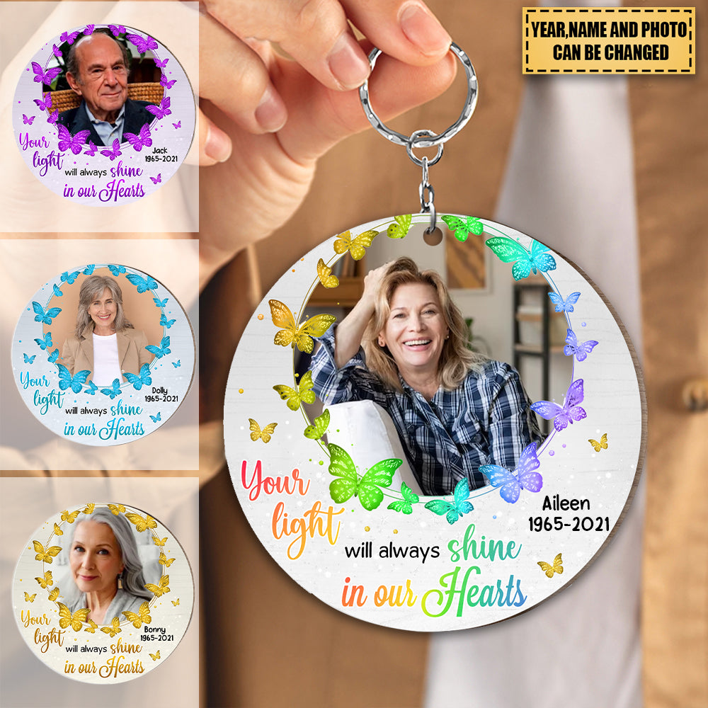 Your Light Shine On Our Heart' Photo Memorial Acrylic keychain