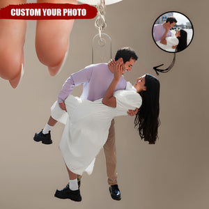 Custom Photo Couple Family - Personalized Acrylic Keychain - Gift For Couples