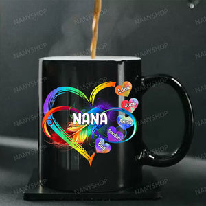 Personalized Grandma Mom Heart Rainbow Mug