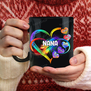 Personalized Grandma Mom Heart Rainbow Mug