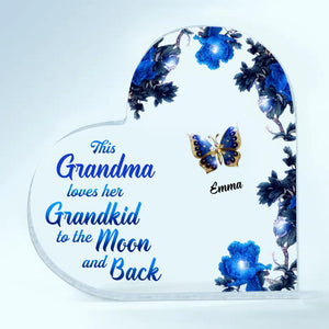 Personalized Heart-Shaped Acrylic Plaque - Gift For Grandma - This Grandma Loves Her Grandkids To The Moon And Back