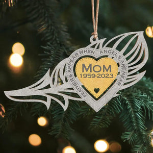 Personalized Feathers Appear When Angels Are Near Christmas Memorial Ornament