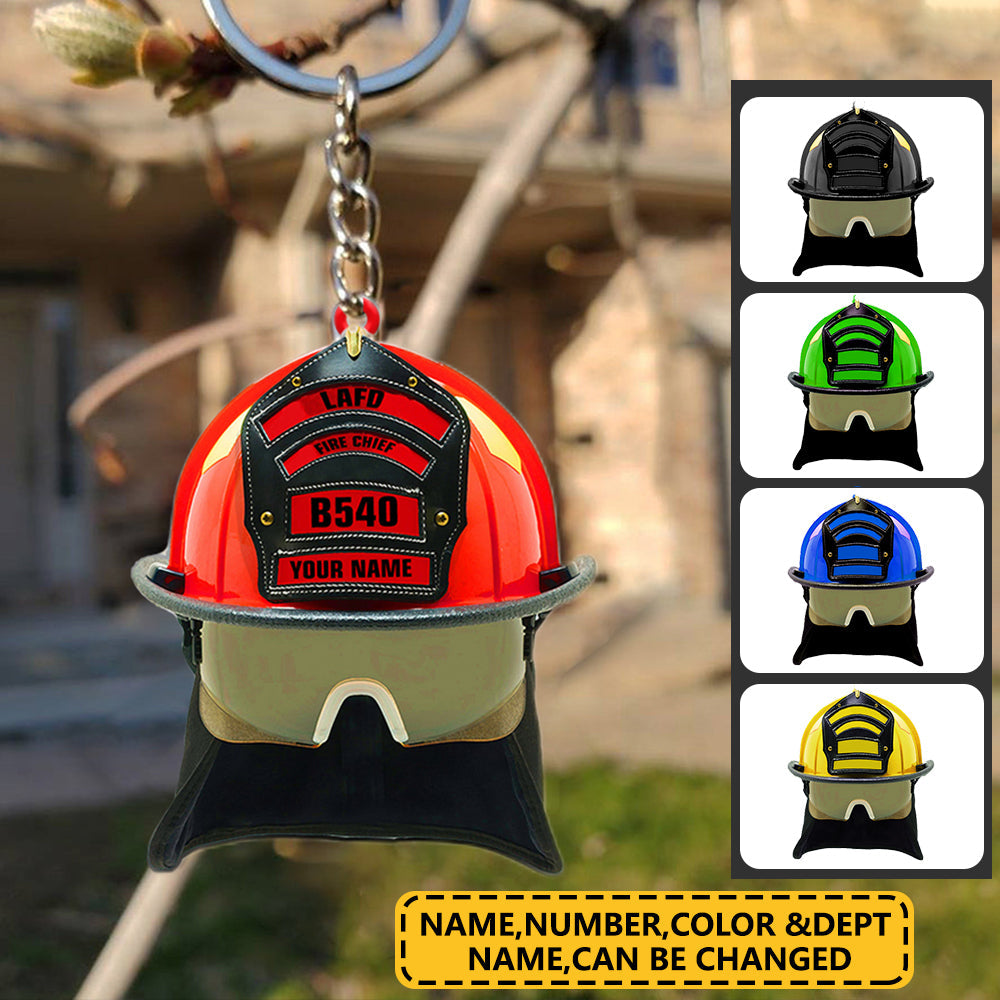 Personalized Firefighter Helmet Keychain-Gift For Firefighter