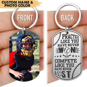 Personalized Keychain-Practice Like You Have Never Won Baseball Metal Keychain