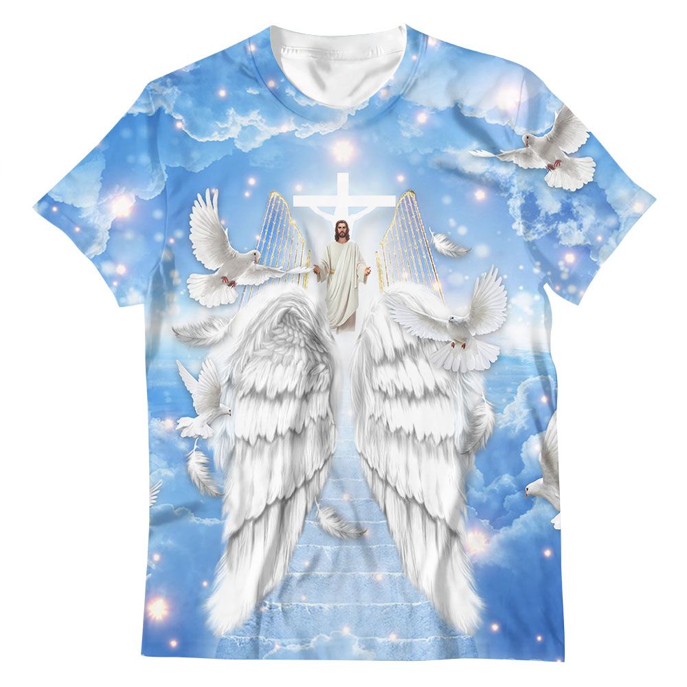 Personalized Memorial Shirt Heaven Gate Dove Jesus Blue Long Live Fore -  barods