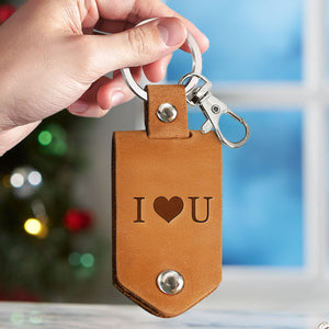 I Love You More! - Personalized Leather Photo Keychain