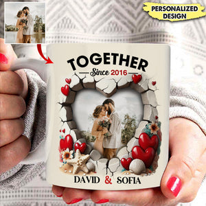 Personalized Custom Photo Heart Mug For Couple