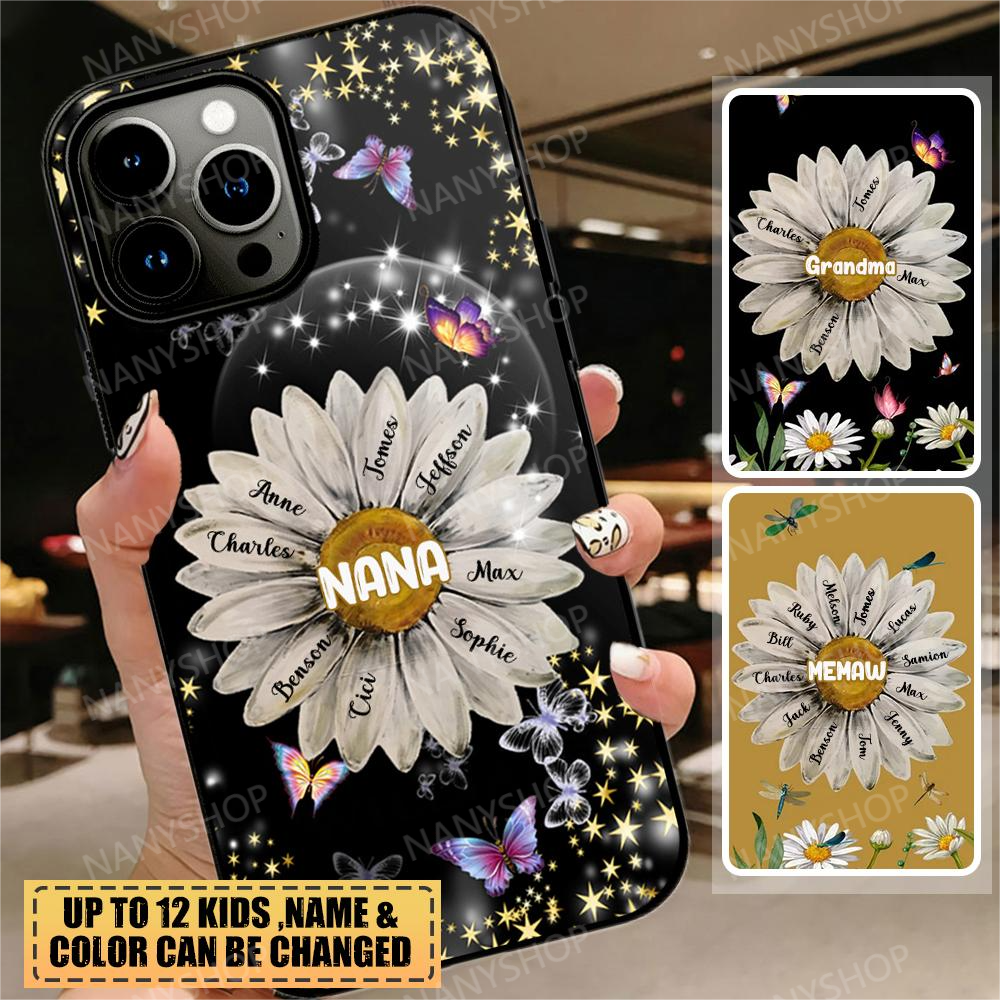 Personalized Grandma With Grandkids Flower Phonecase