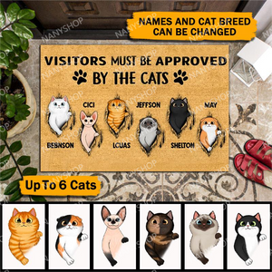 Personalized Fluffy Cats Tearing Visitors Must Be Approved Doormat