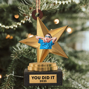 Personalized You Did It Acrylic Christmas Ornament