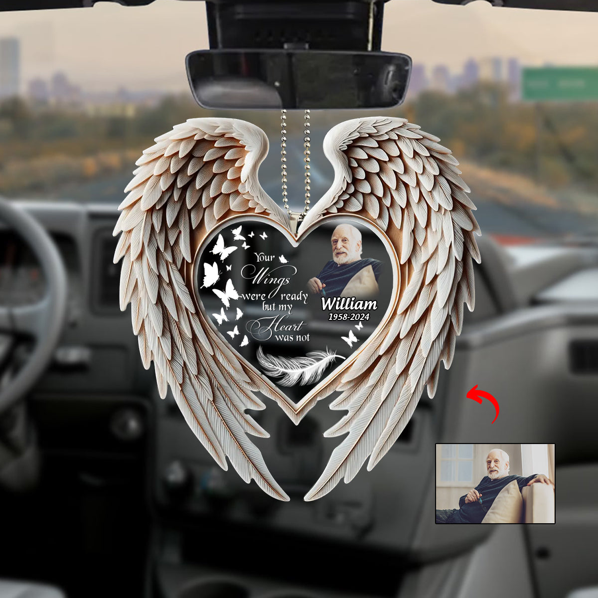 Personalized Memorial Wings Once By My Side Forever In My Heart Ornament