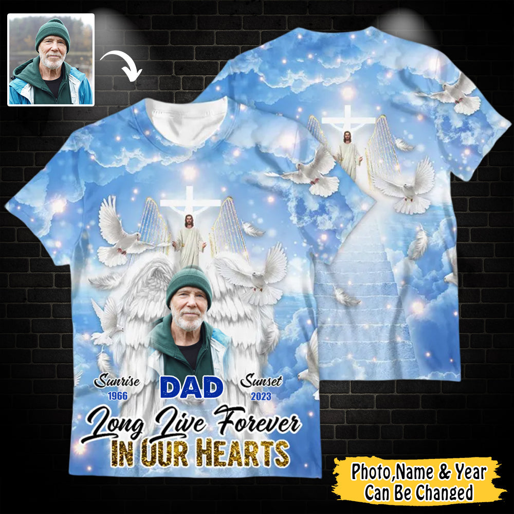 Personalized Memorial T-Shirt Custom Picture Photo In Loving Memory Sky  Tshrit