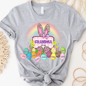 Personalized Grandma Easter Bunny Rainbow Eggs Pure Cotton T-Shirt