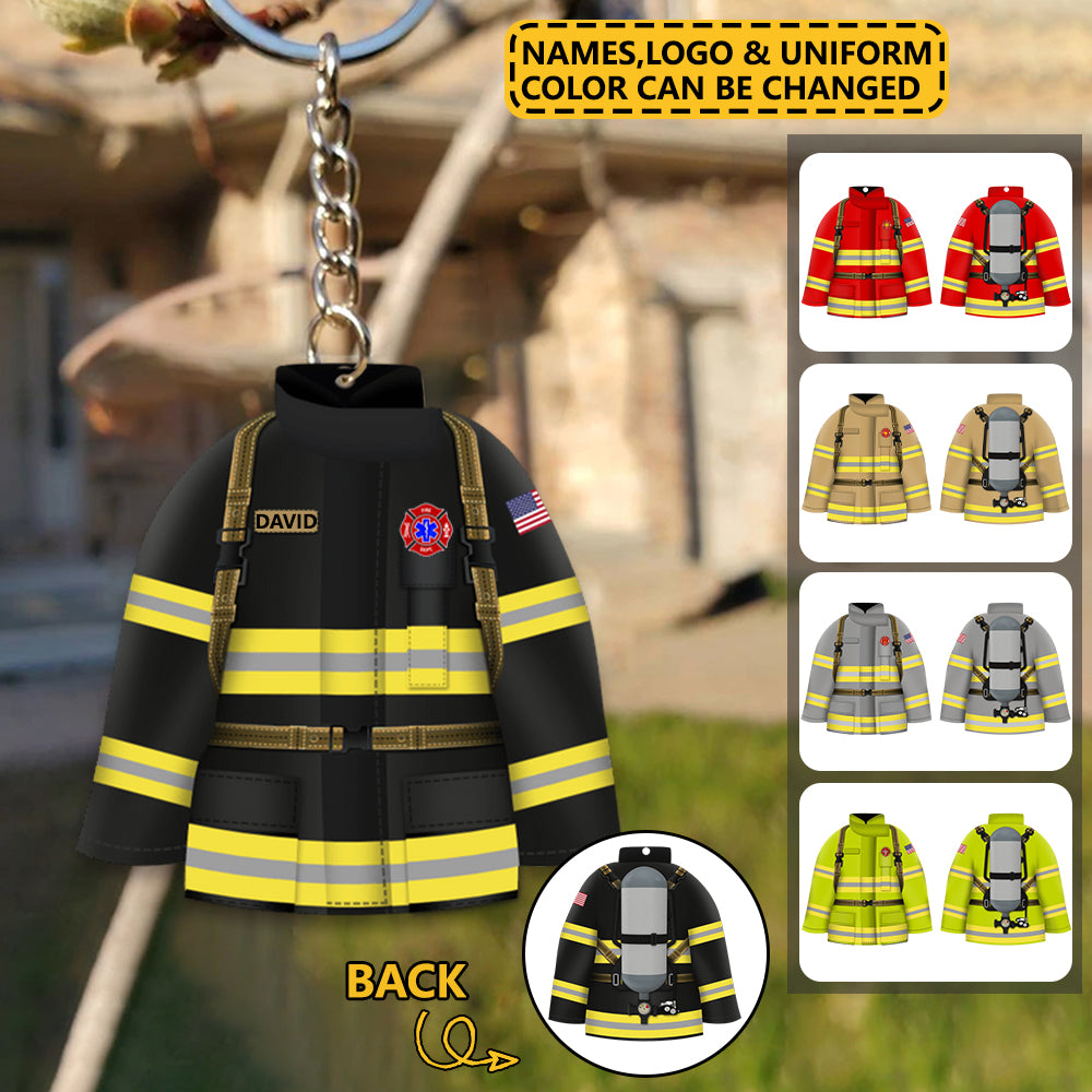 Personalized Firefighter Uniform Keychain-Custom Logo, Name,Color