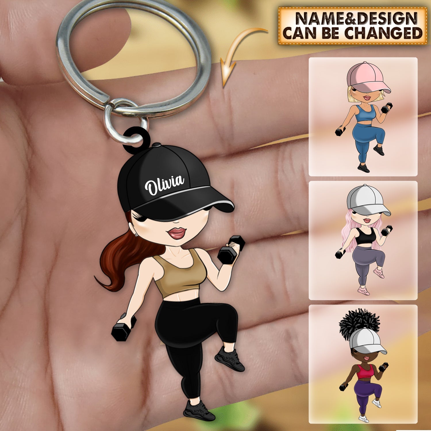 Personalized Just A Girl With Goals Cute Fitness Girl Keychain