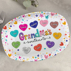 Lovely Colorful Flower Grandma Sweet Heart Kids Personalized Platter