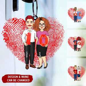 Couple Holding Balloons Anniversary Gift Personalized Acrylic Keychain