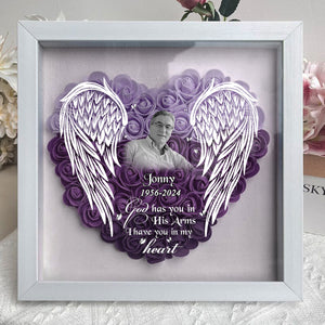 Personalized Memorial Photo Wings Flower Shadow Box