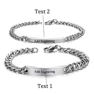 Personalized Cuban Chain Couple Bracelets Custom Names Matching Bracelet