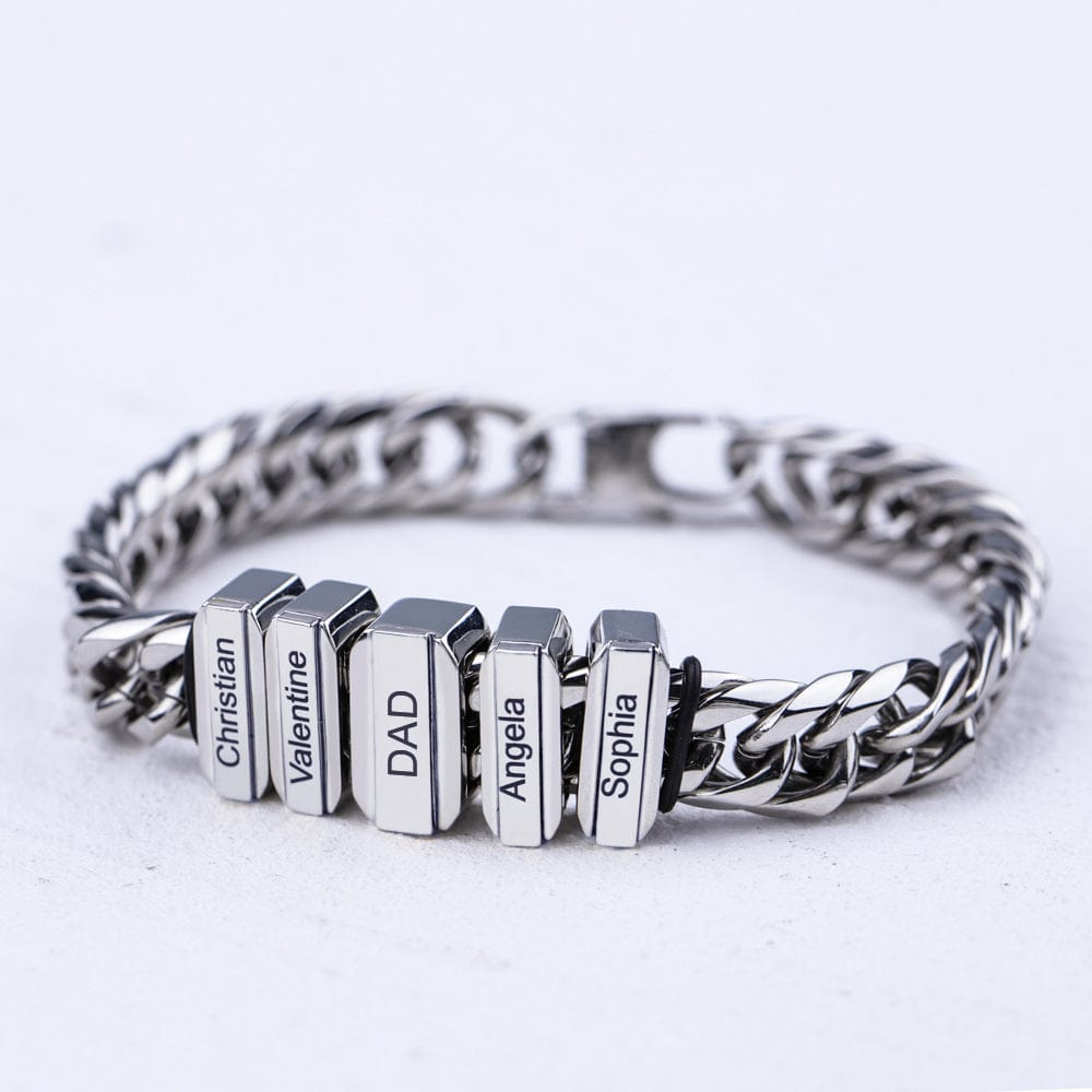 Personalised Mens Bracelet Engraved Sterling Silver Bracelets Gift for Him  Customised Monogram, Birthday, Wedding, Christmas, Father's Day (Color : E)