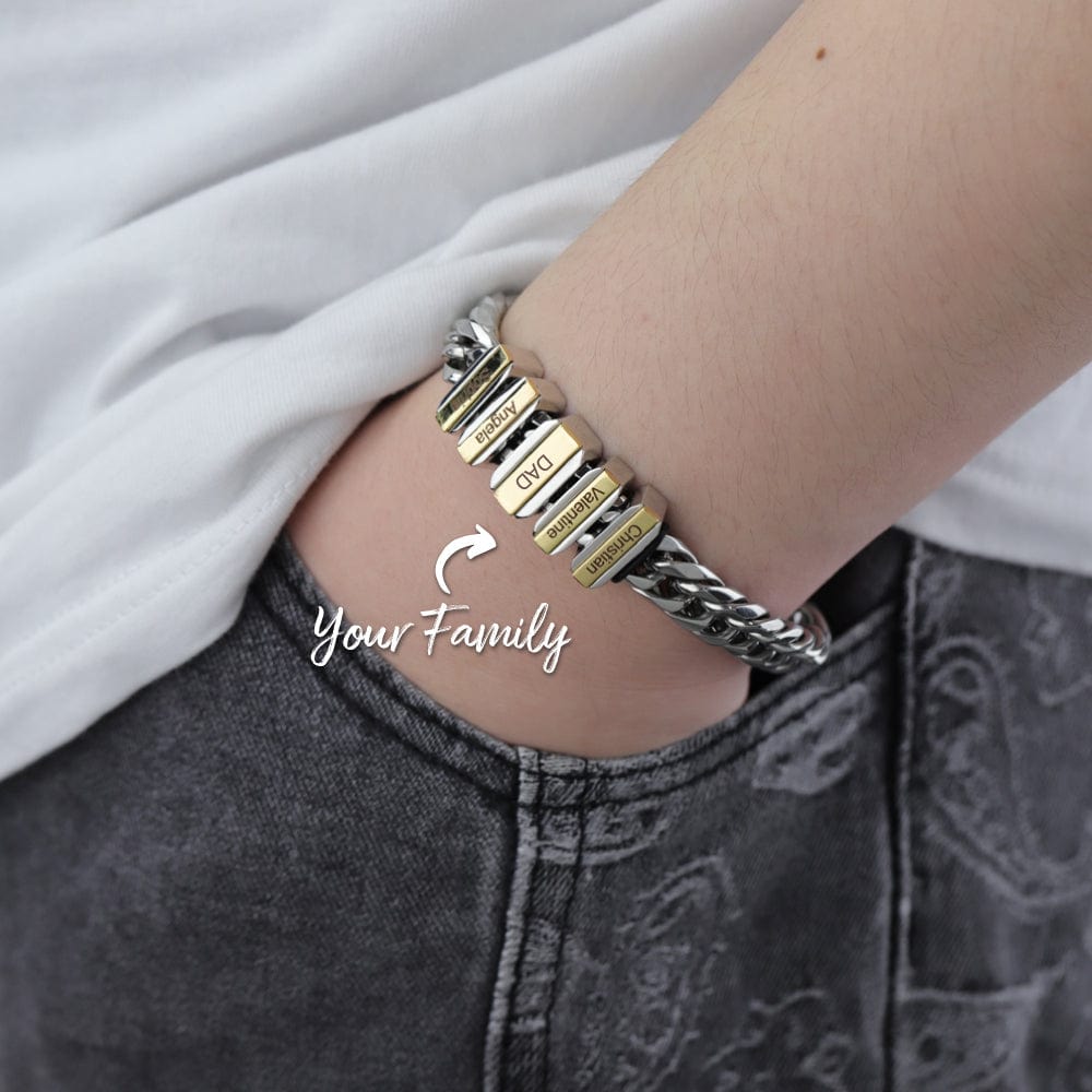 Leather Bangle Custom 3-8 Names Beads Charm Bracelet Jewelry Gift