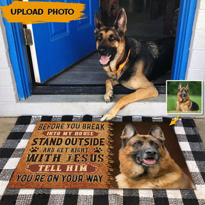 Before You Break Into My House Custom photo Personalized Dog Doormat