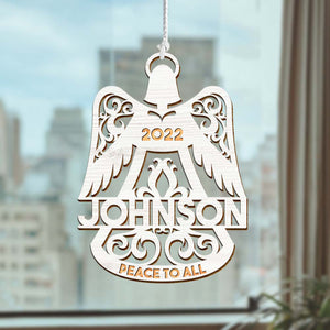 Personalized Angel Bell Wind Chimes, Memorial Home Decor For Loss Of Loved Ones, Peach To All