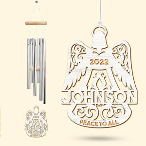 Personalized Angel Bell Wind Chimes, Memorial Home Decor For Loss Of Loved Ones, Peach To All